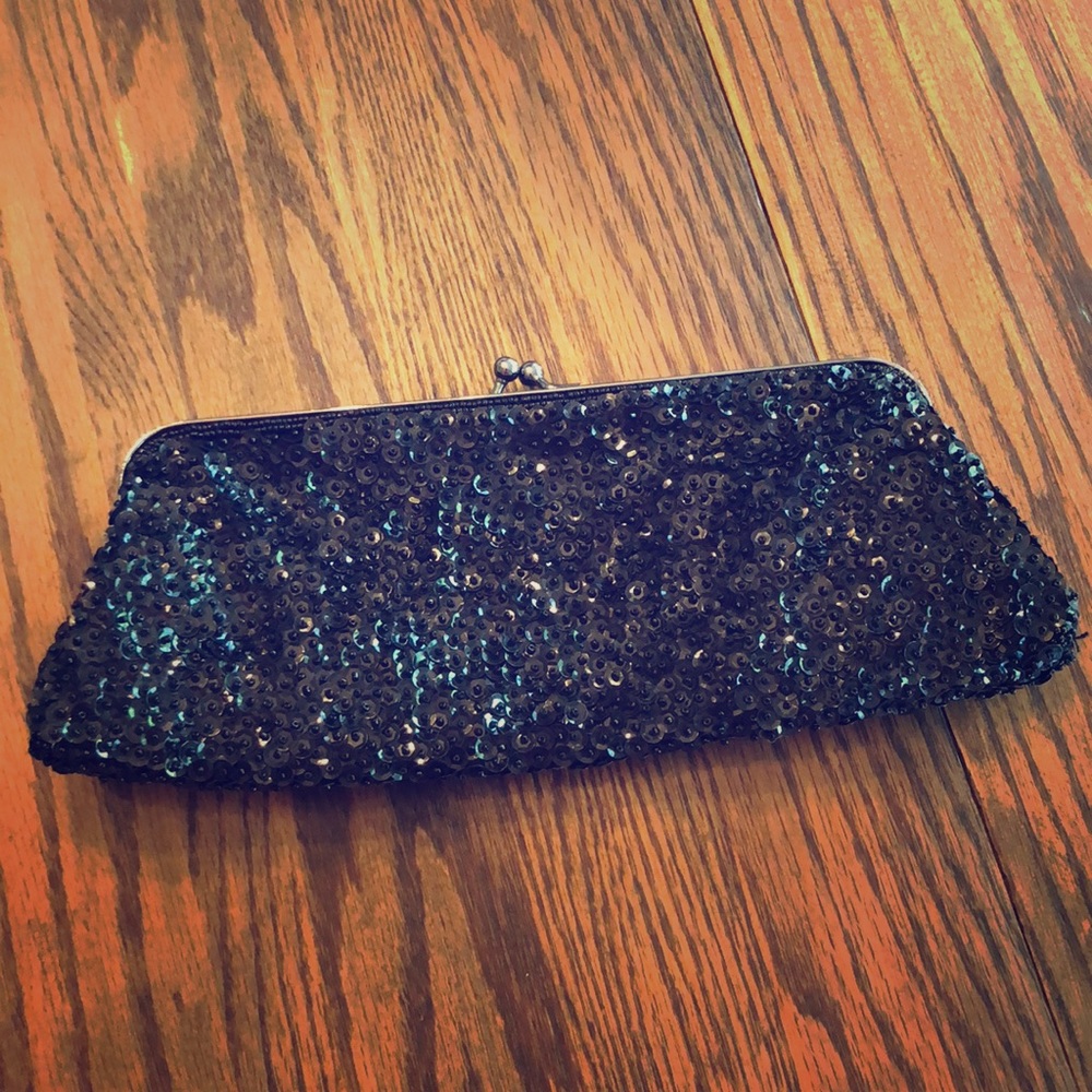 Black sequin clutch